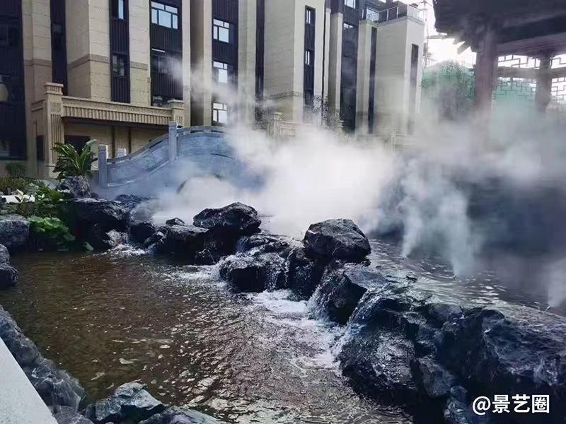 小区一角庭院假山凉亭流水景观第4张