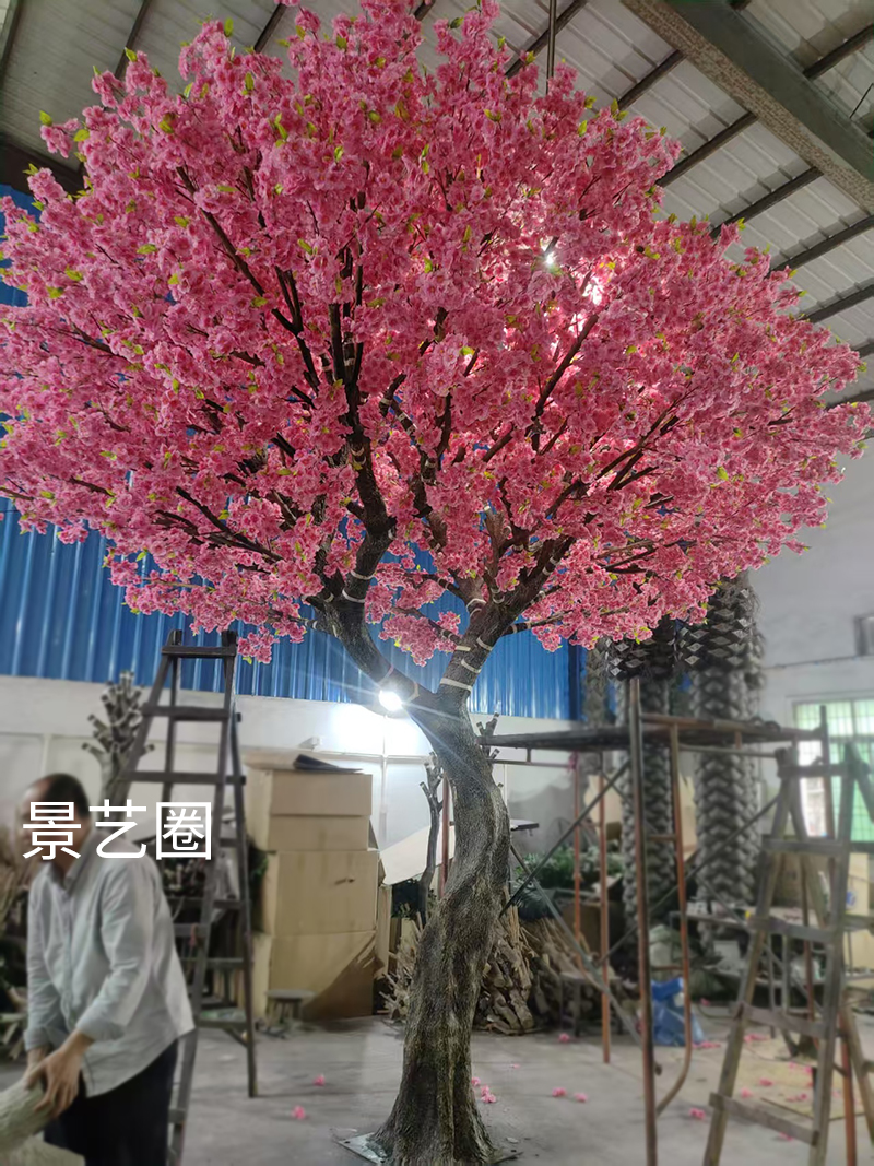 高端造型款仿真樱花树工厂实拍案例第8张